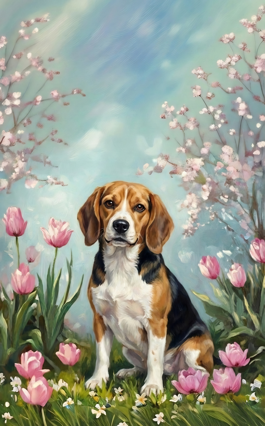 Beagle In The Tulips Diamond Art Kit