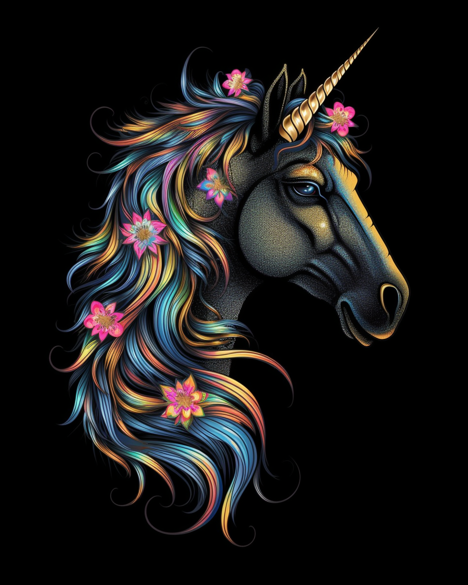 Grey Unicorn Flowers Diamond Art Kit