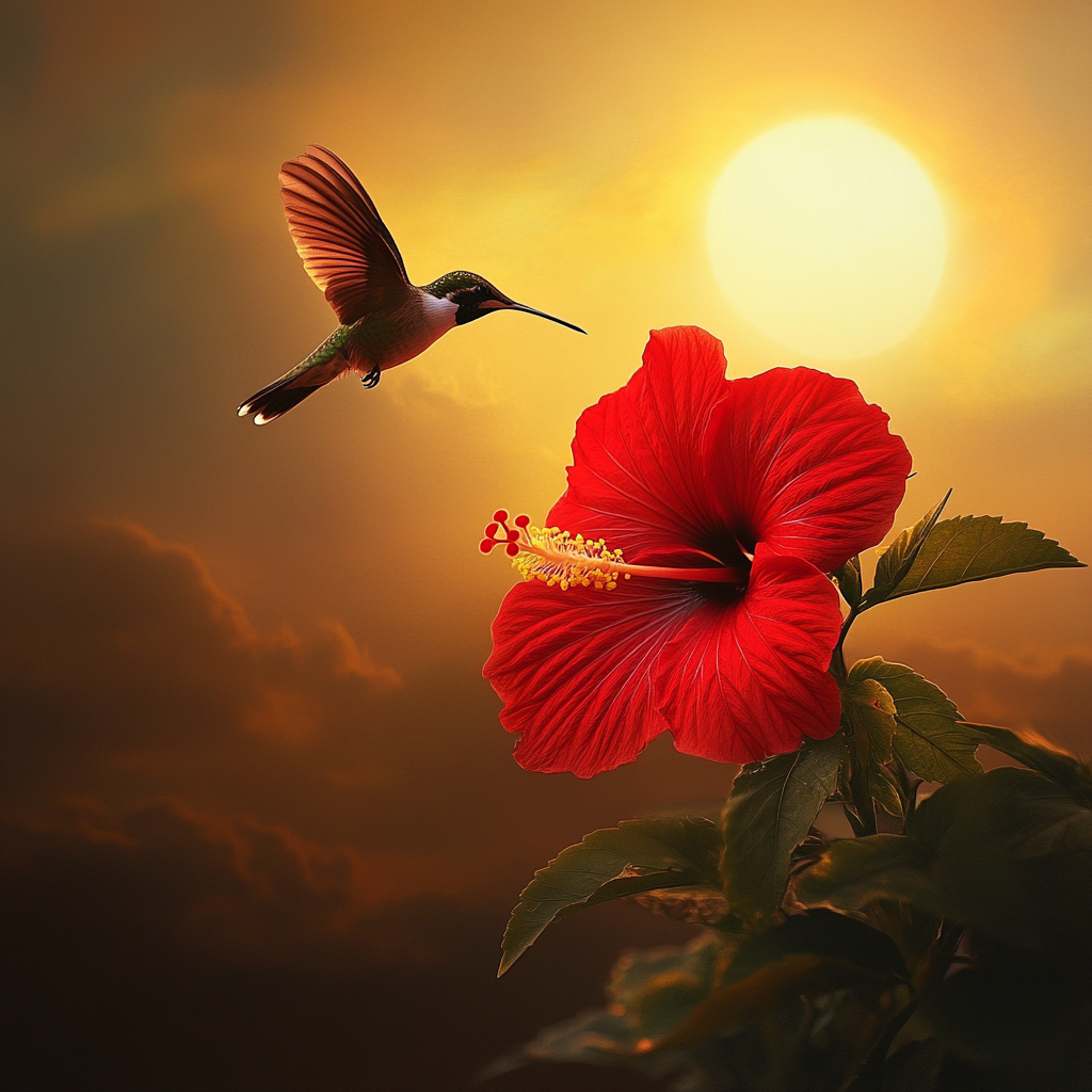 Sunlight Behind The Hibiscus Diamond Art Kit
