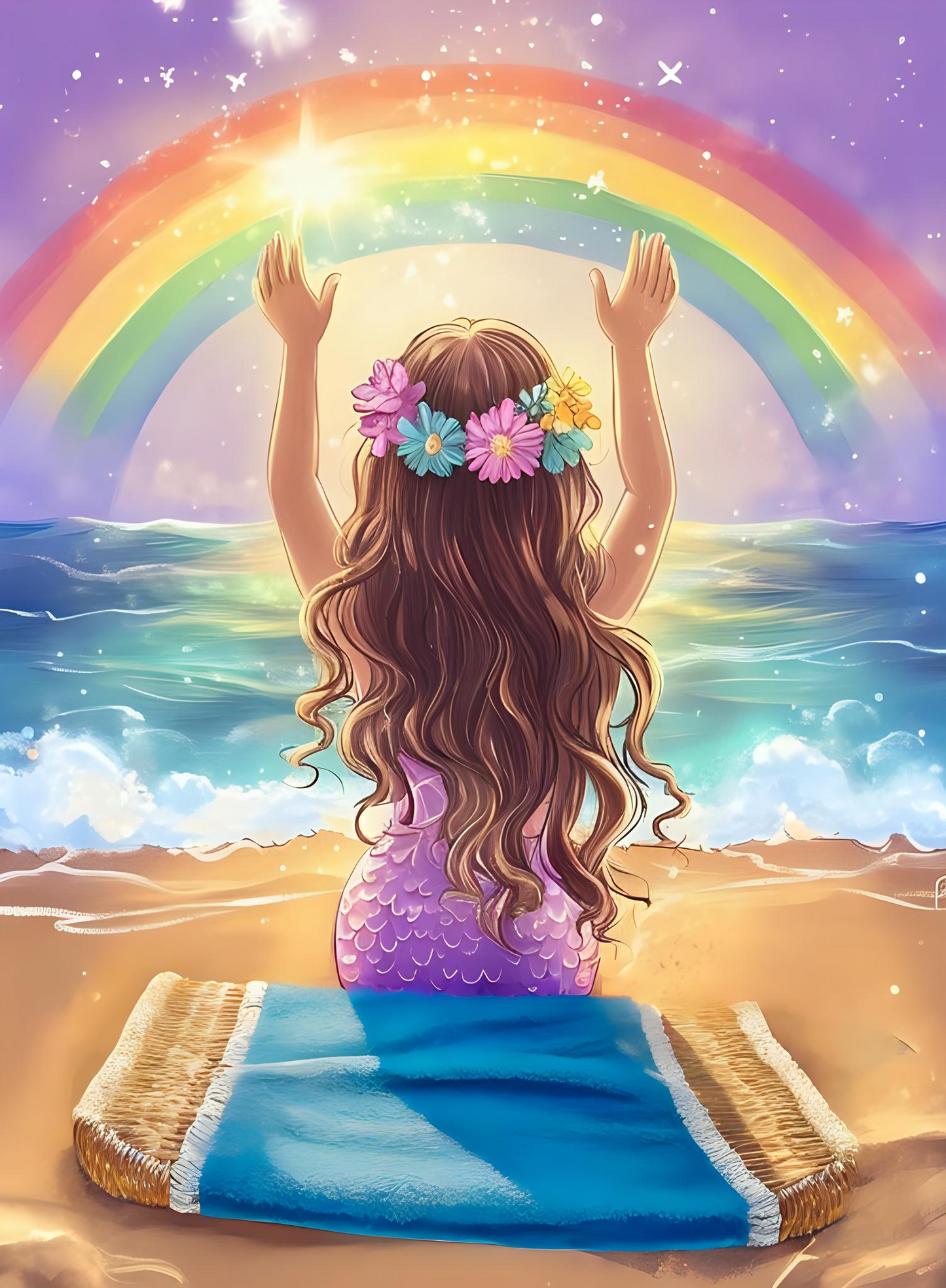 Rainbow Beach Girl Diamond Art Kit