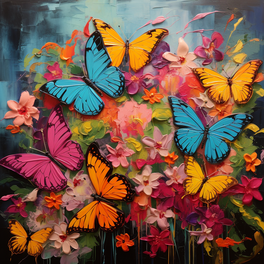 Blue Yellow Red Butterflies Diamond Art Kit