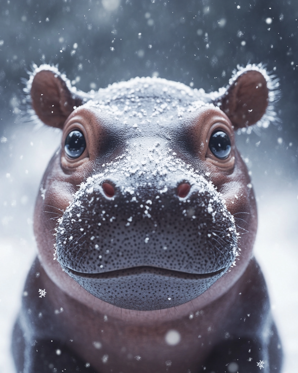 Little Hippo In The Snow Diamond Art Kit