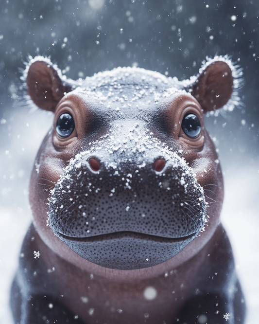 Little Hippo In The Snow Diamond Art Kit