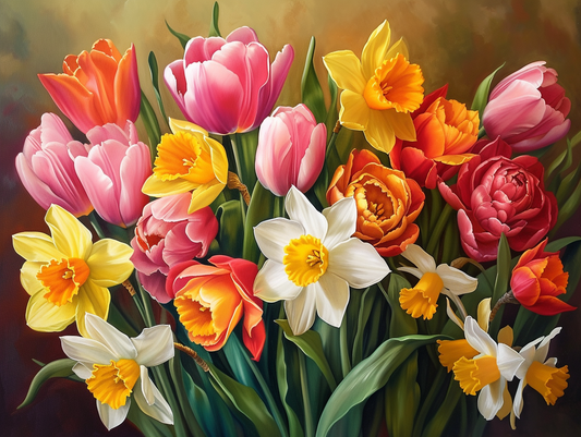 Spring Tulips Daffodils Diamond Art Kit