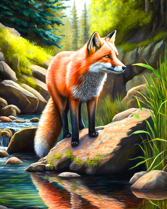 Redfox By The Stream Diamond Art Kit