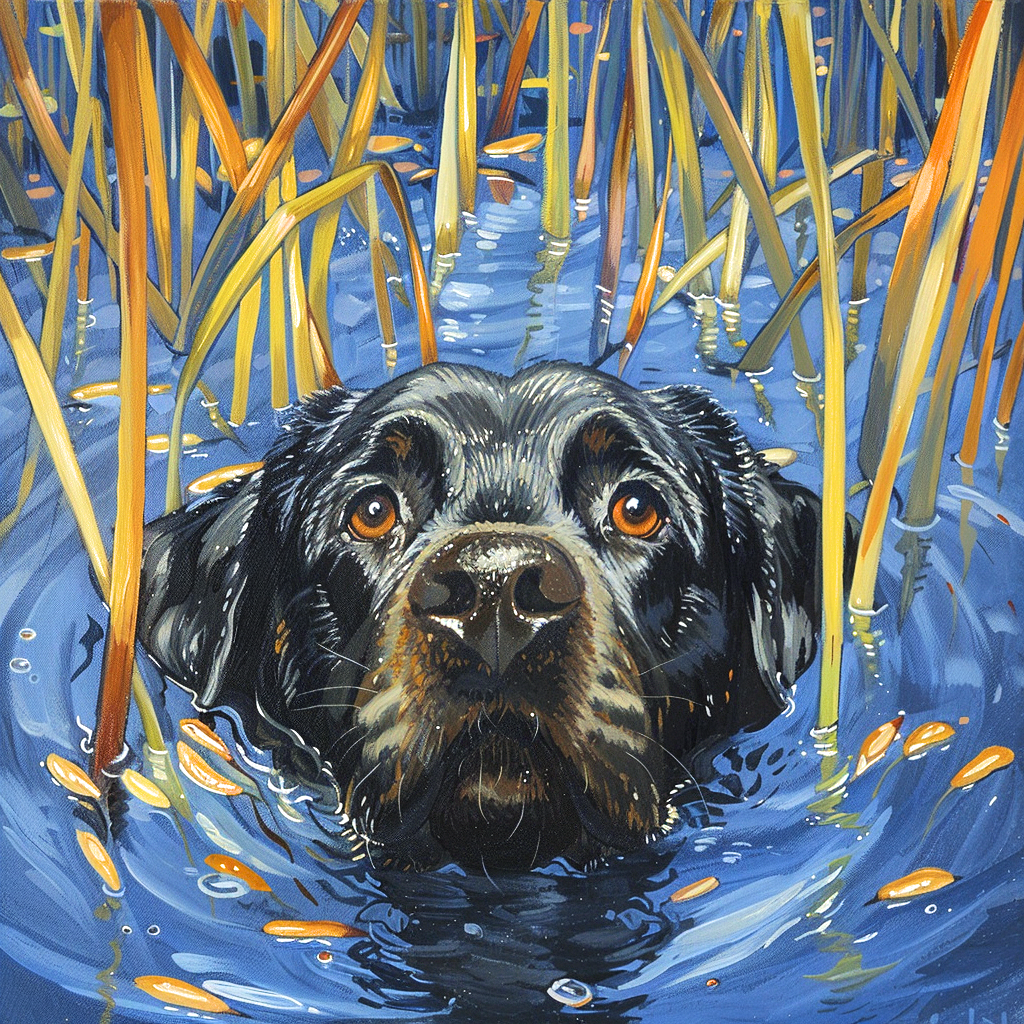 Dog In The Reeds Diamond Art Kit