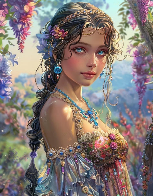 Beads And Flowers Girl Diamond Art Kit