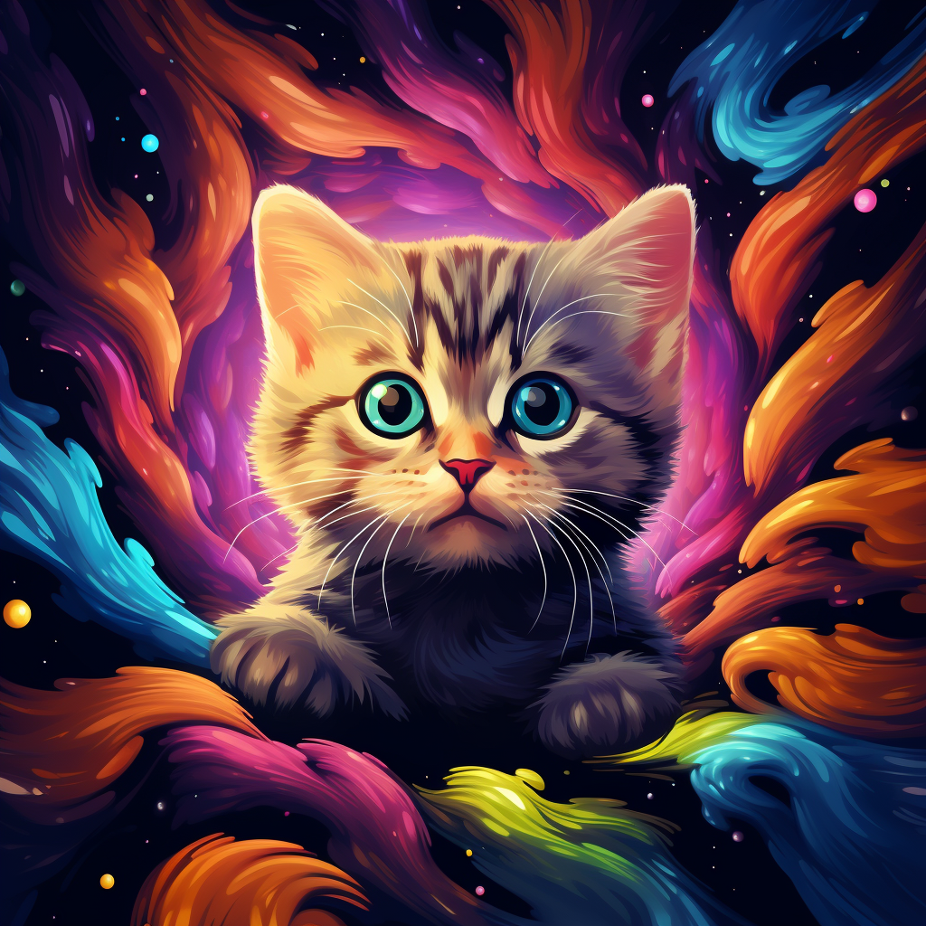 Wide Eye Kitten Colorful A Biss Diamond Art Kit