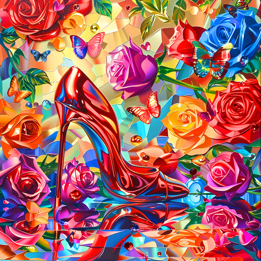 Shiney Red Stilleto Roses Diamond Art Kit