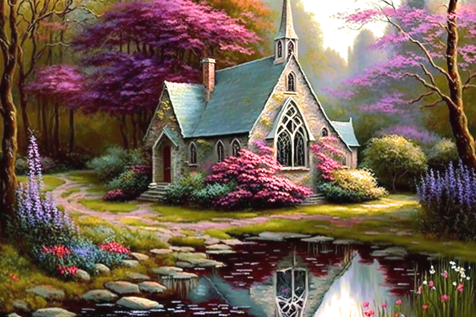 Forest Pond Church Diamond Art Kit