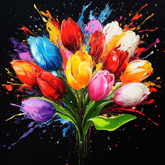 Tulips Splatter Diamond Art Kit