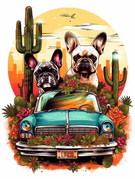 Frenchies In The Desert Diamond Art Kit