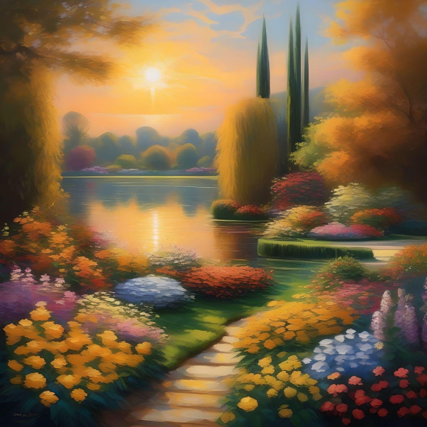 Colorful Flower Park Diamond Art Kit
