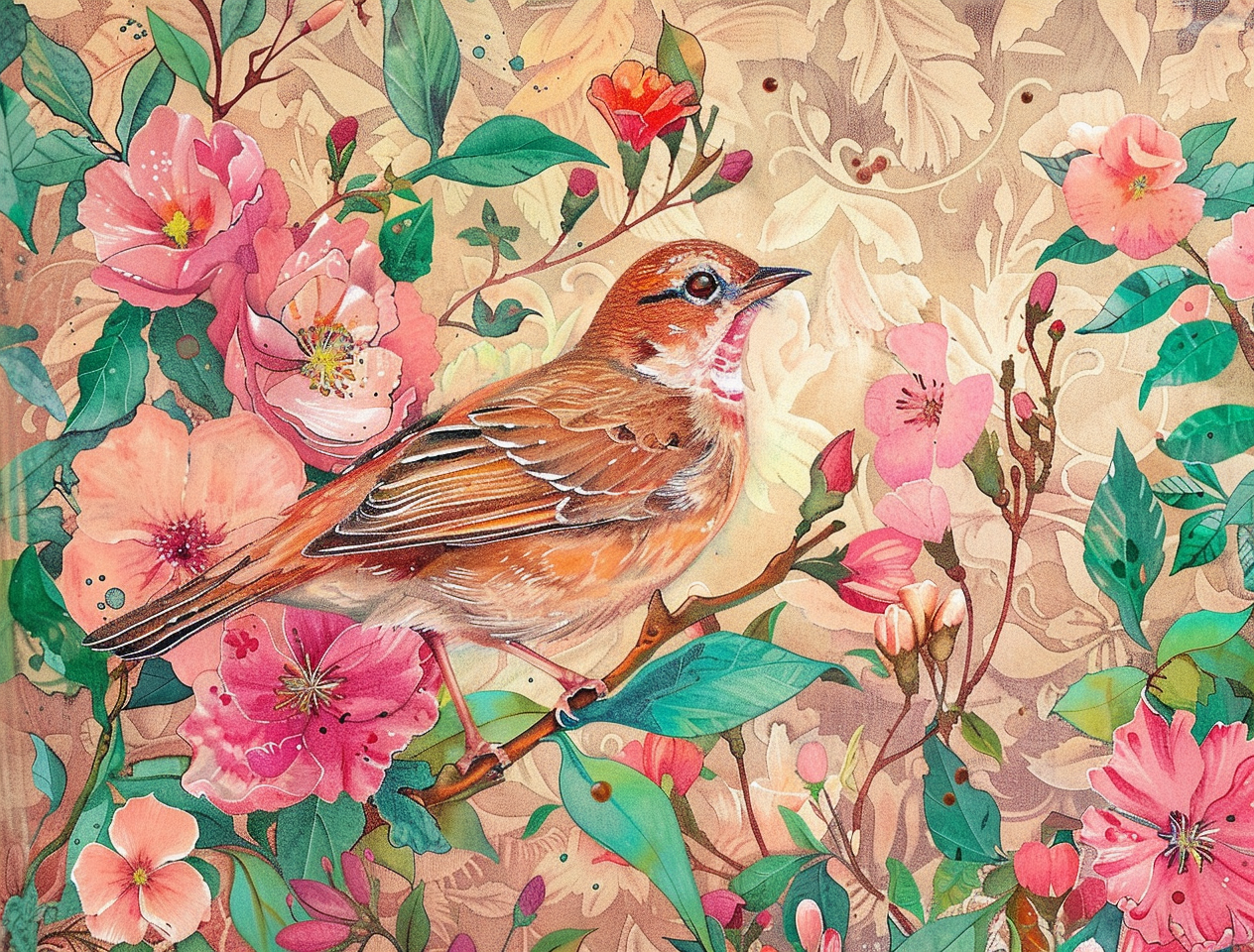 Flower Pattern Bird Diamond Art Kit