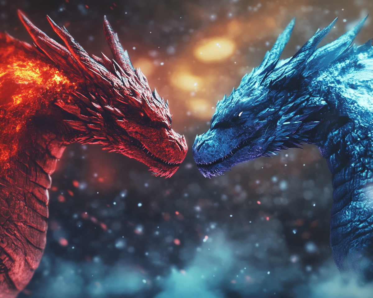 Red And Blue Dragons Diamond Art Kit