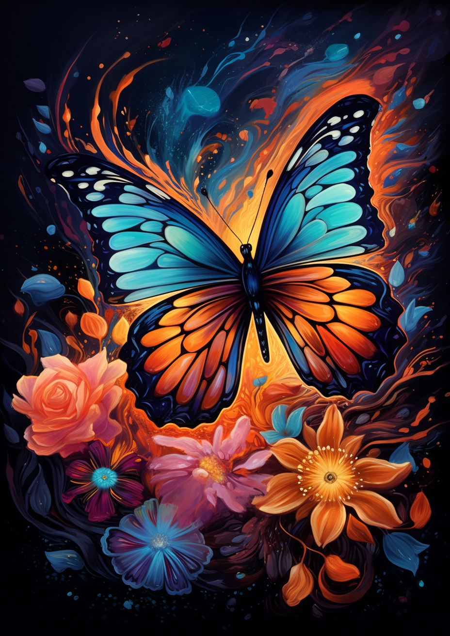 Orange Paint Abstract Butterfly Diamond Art Kit