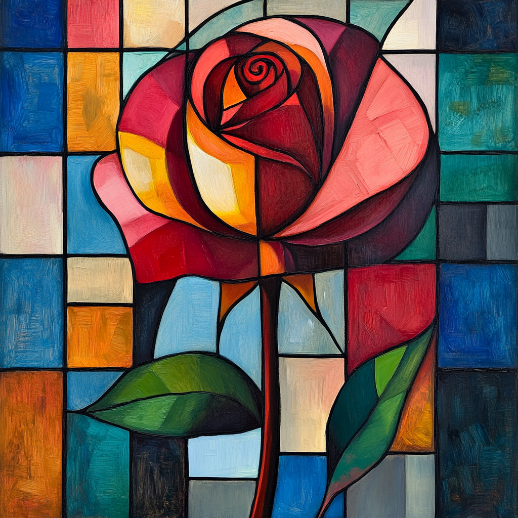 Colorful Squared As Tract Rose Diamond Art Kit