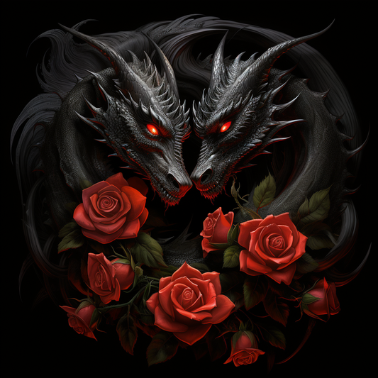 Red Rose Dragons Diamond Art Kit
