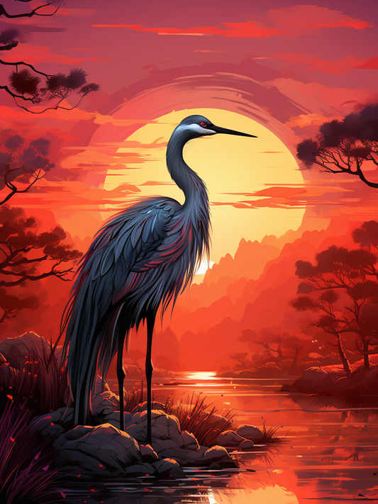 Sunset Crane Diamond Art Kit