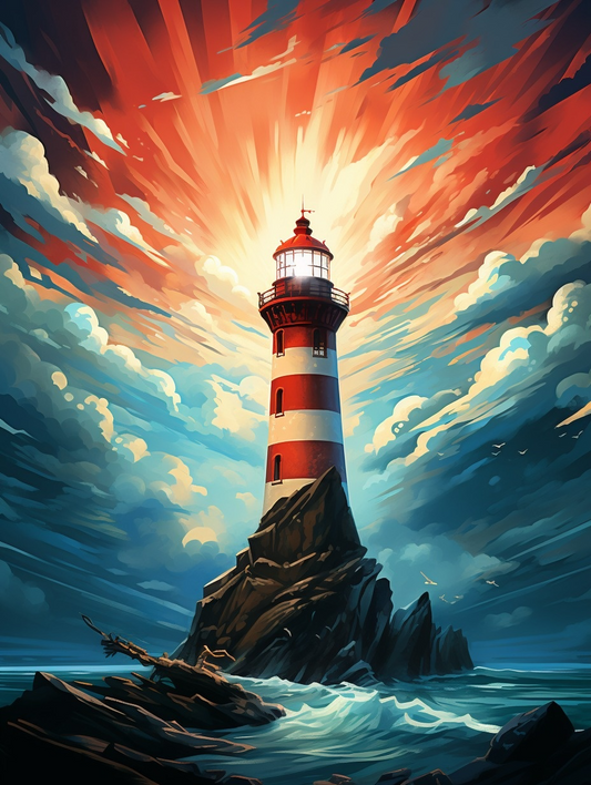 Red Skylight House Diamond Art Kit