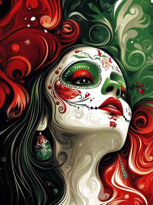Painting Face Skull Green Red Diamond Art Kit