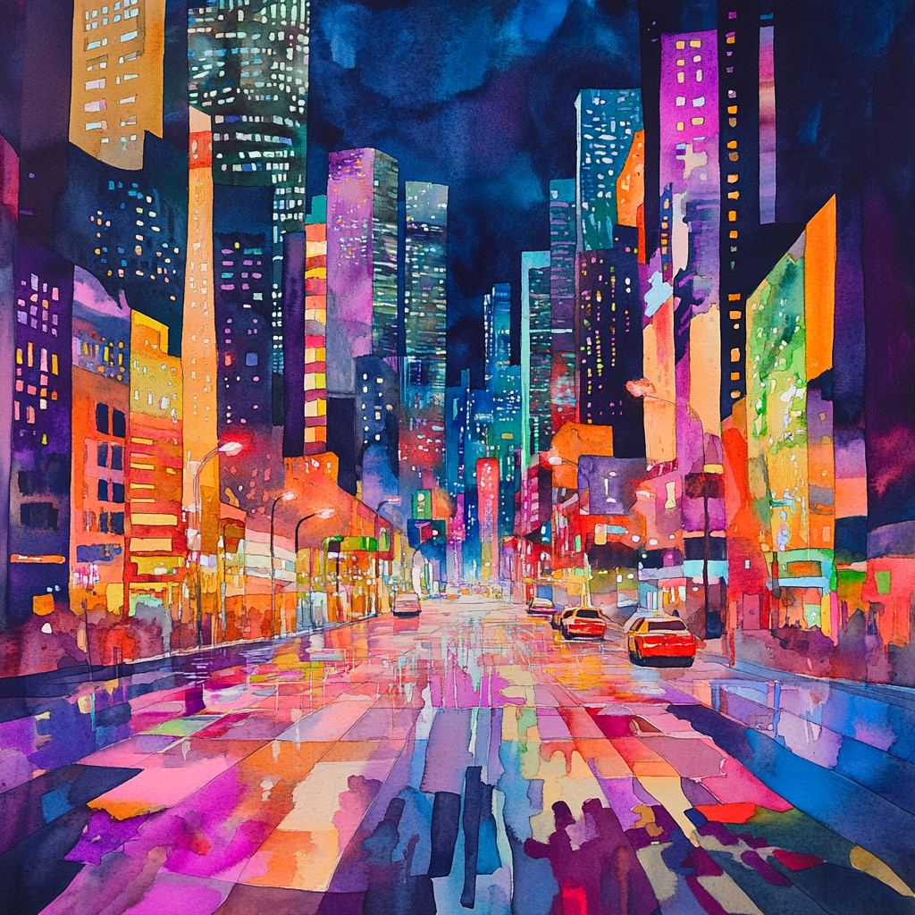 Colorful City Street Abstract Diamond Art Kit