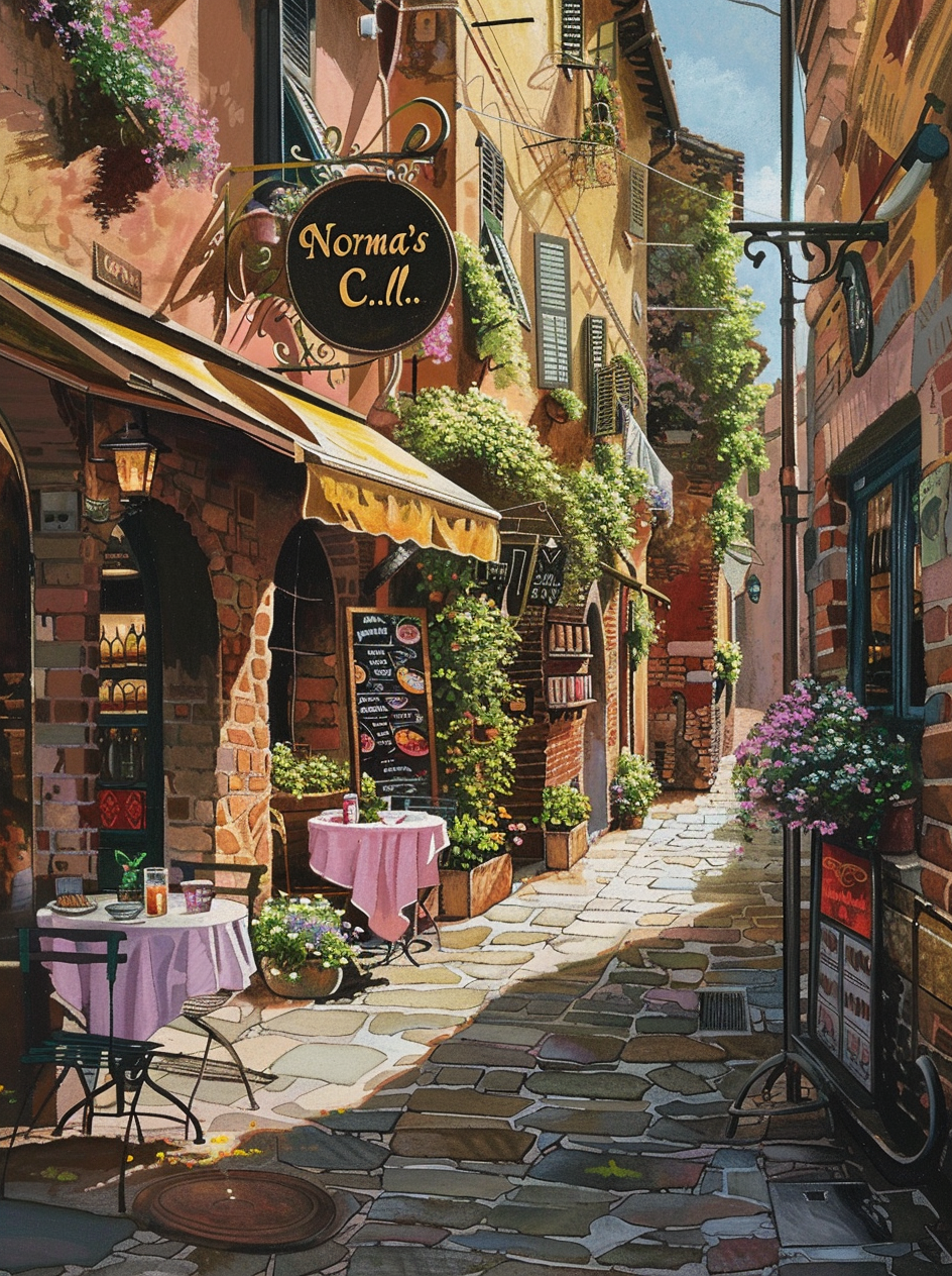 Pink Tablecloth Street Cafe Diamond Art Kit