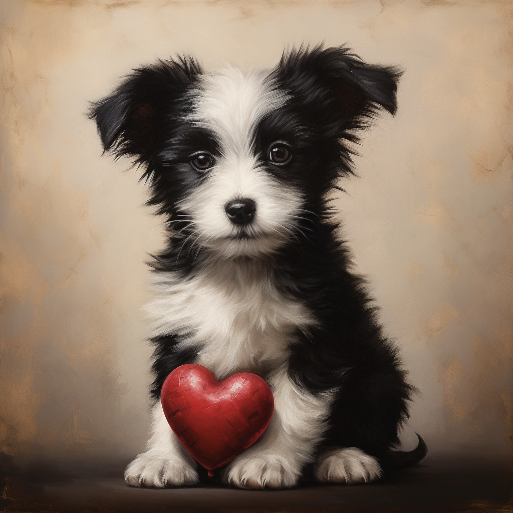 Red Heart Blackandwhite Puppy Diamond Art Kit