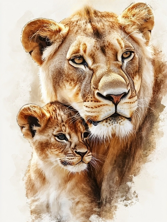 Cub And Mother Lion Diamond Art Kit