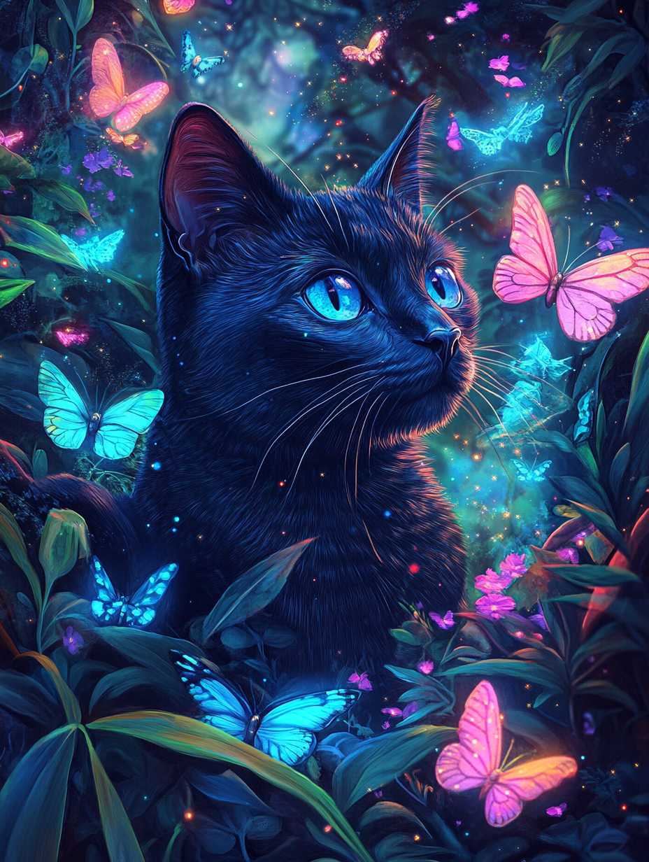 Blueeye Black Cat Butterflies Diamond Art Kit