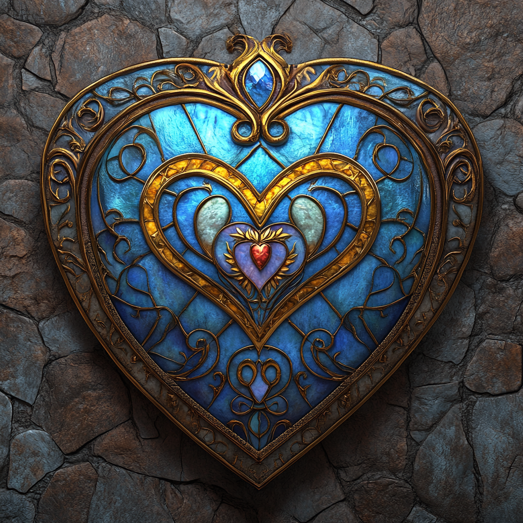Gold Bluestone Heart Diamond Art Kit