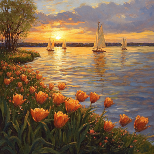Sailboats Tulips Diamond Art Kit