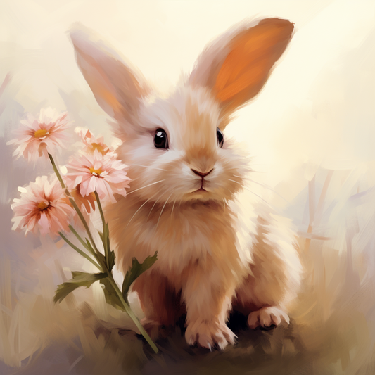 Pink Flower Little Bunny1 Diamond Art Kit