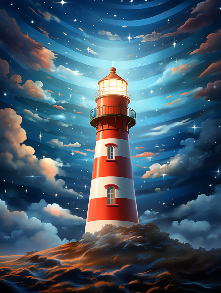 Blue Sky With Stars Lighthouse Diamond Art Kit