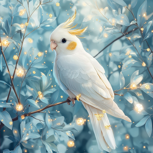 Shining Lights White Cockatiel Diamond Art Kit