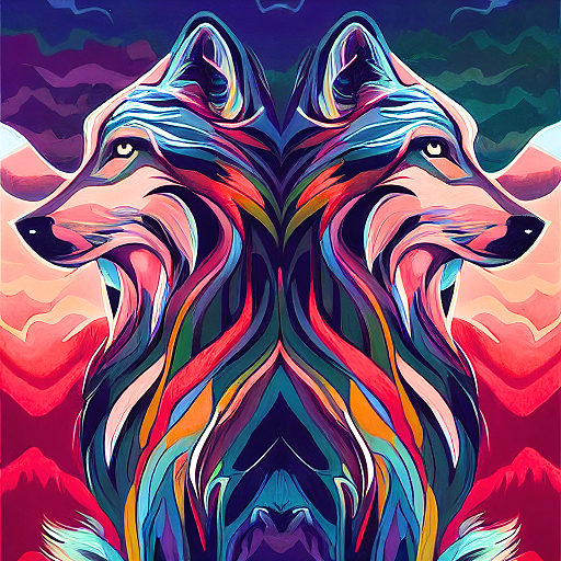 Two Wolf Abstract Diamond Art Kit