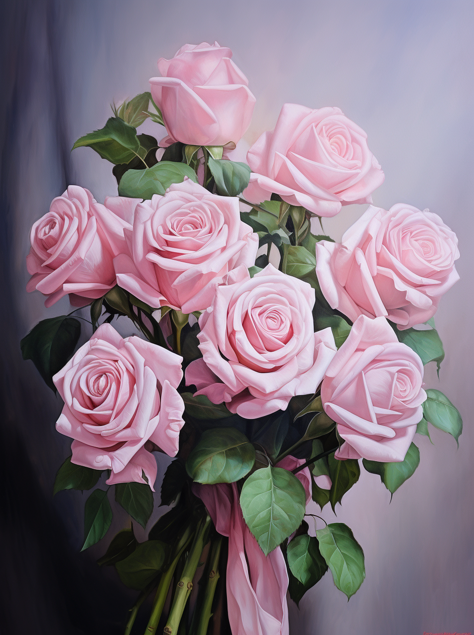 Pink Ribbon Pink Roses Diamond Art Kit