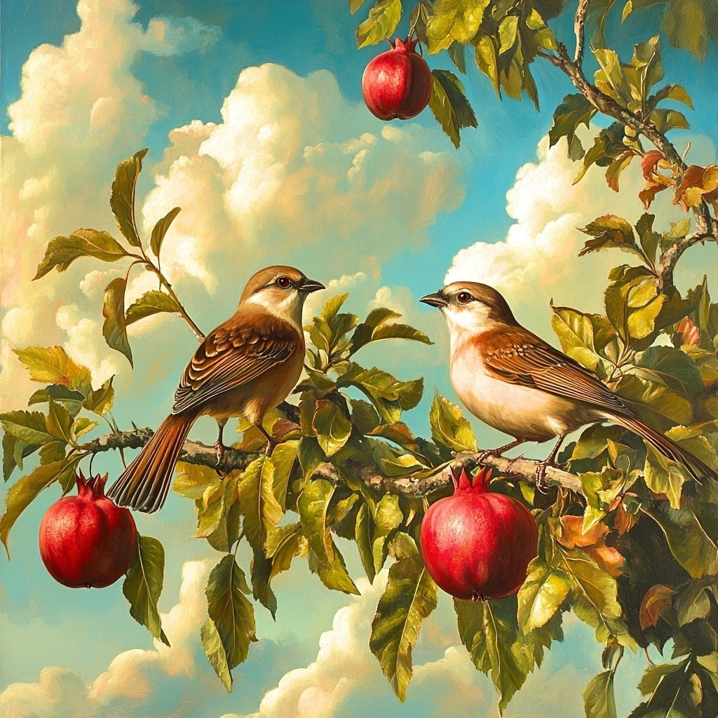 Two Bird Pomegranate Tree Diamond Art Kit