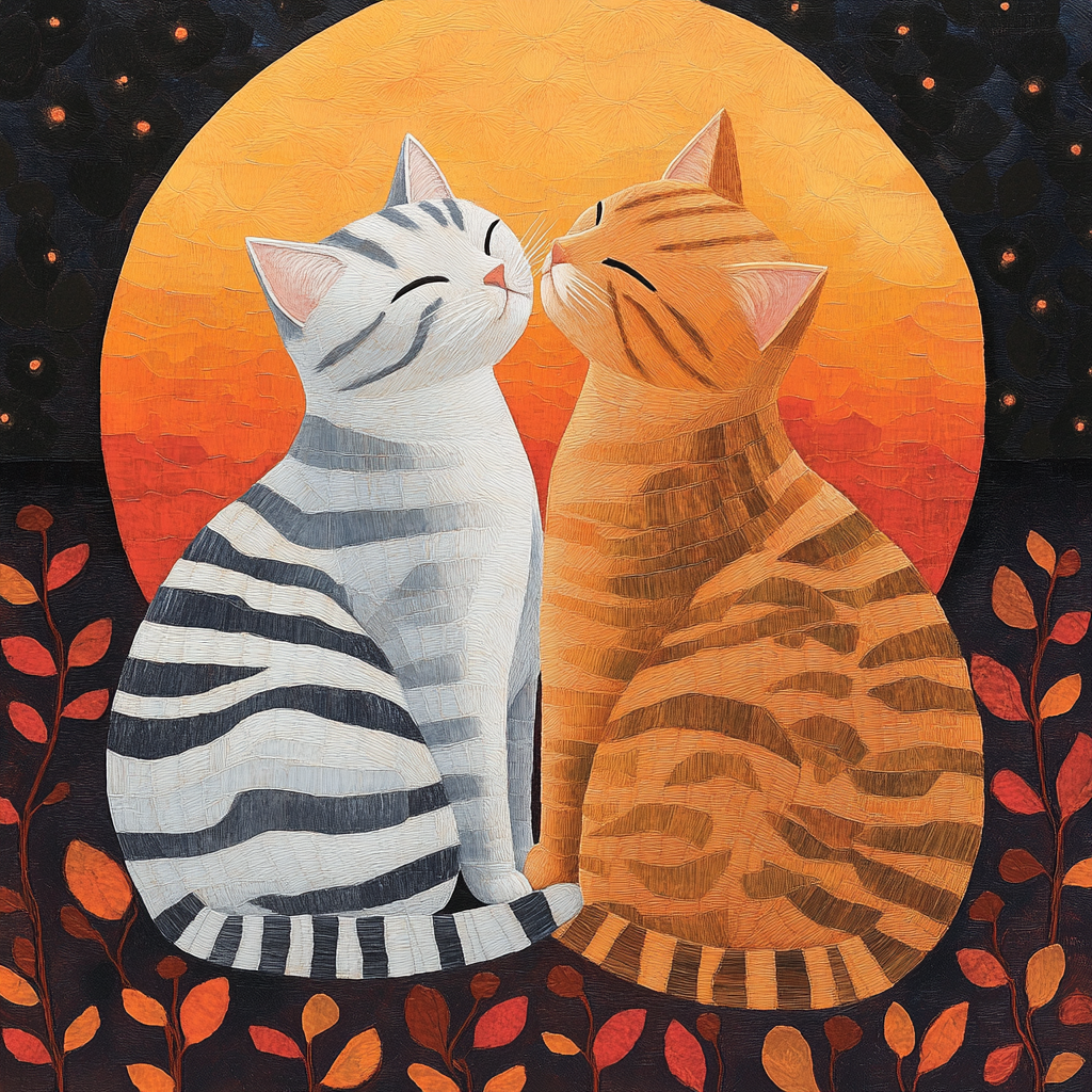Sun Striped Abstract Cats Diamond Art Kit