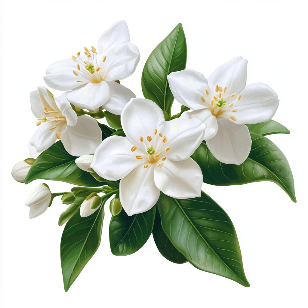 Jasmine And Green Leaves Diamond Art Kit