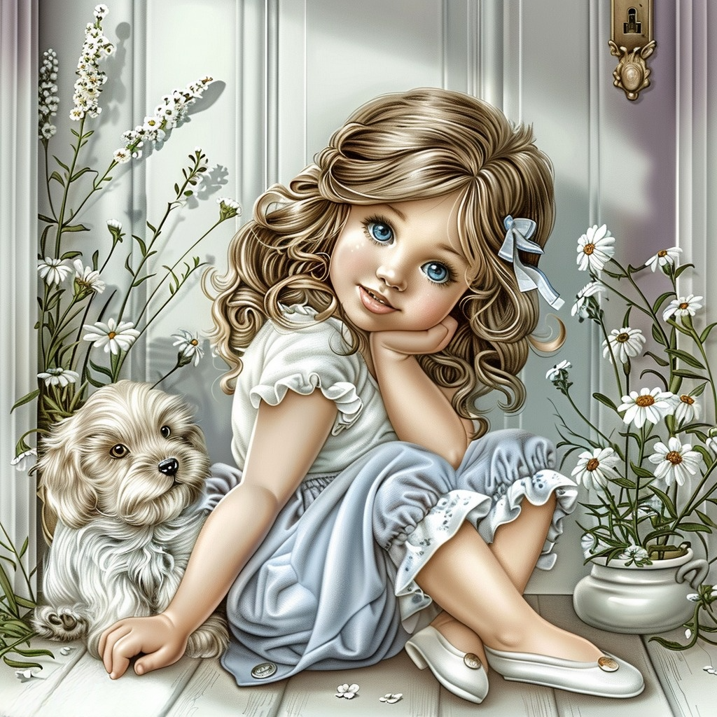 Blueeye Little Girl Puppy Diamond Art Kit
