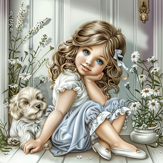 Blueeye Little Girl Puppy Diamond Art Kit