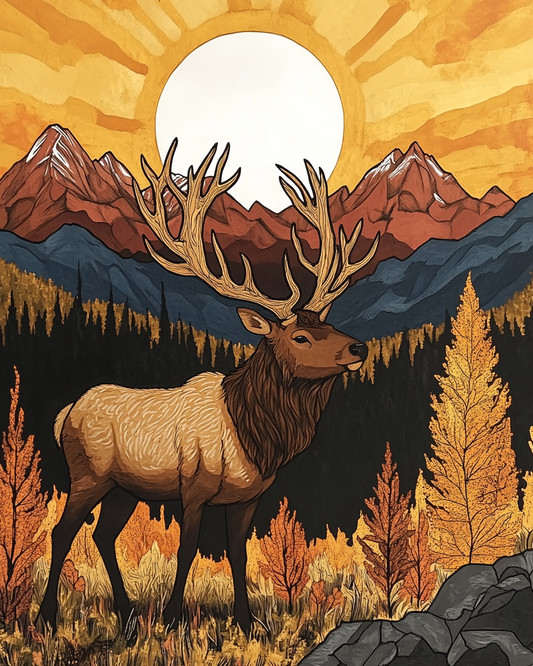 Mountains And Elk Diamond Art Kit