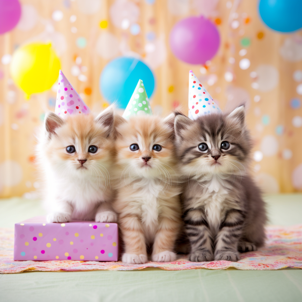 Three Kittens Birthday Party Diamond Art Kit
