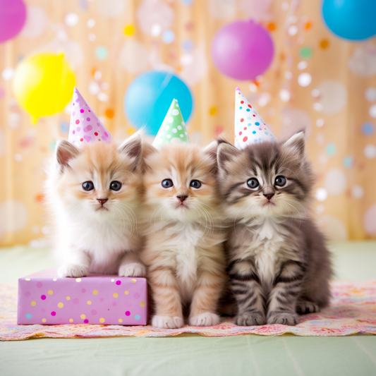 Three Kittens Birthday Party Diamond Art Kit
