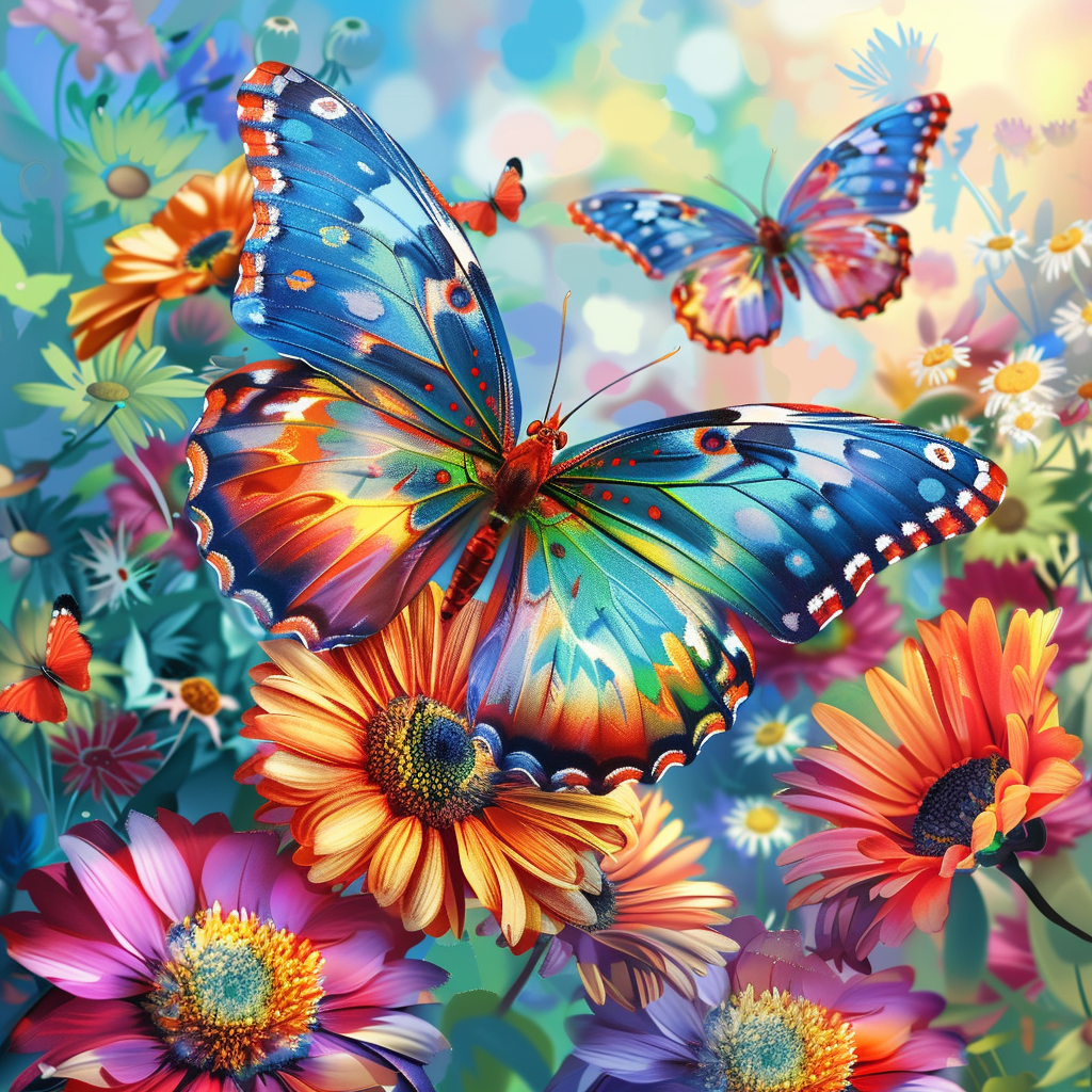 Large Abstract Butterfly And Flowers Diamond Art Kit