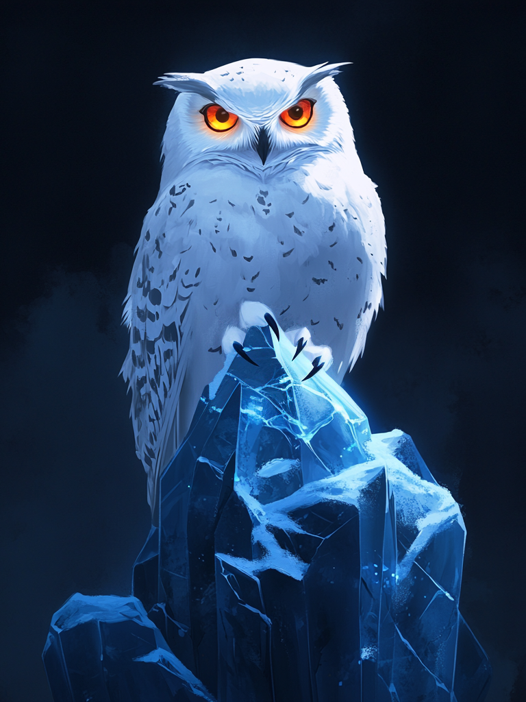White Owl On Ice Diamond Art Kit