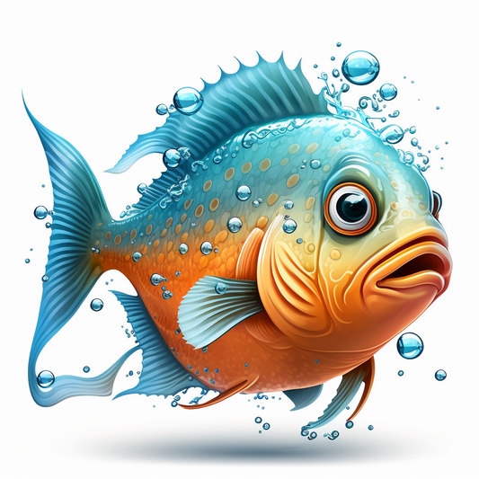 Side Profile Cartoon Fish Diamond Art Kit