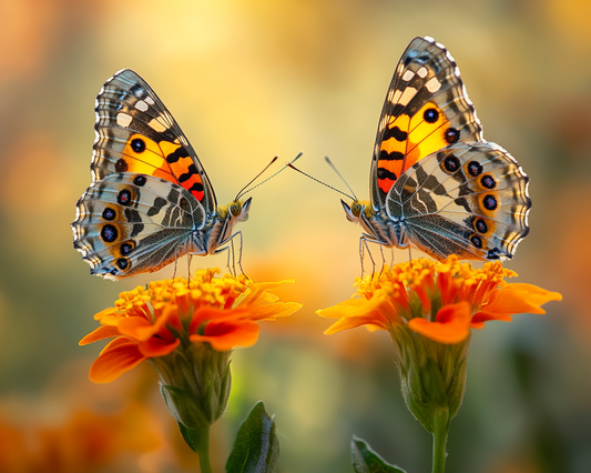 Colorful Butterflies Orange Flowers Diamond Art Kit