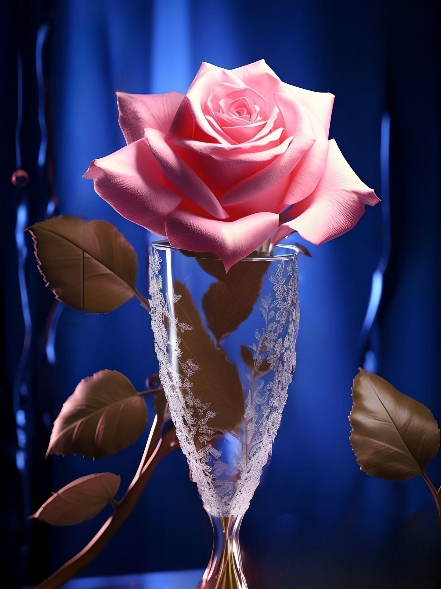 Pink Rose Glass Diamond Art Kit